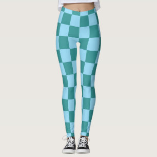 Leggings Patrón de tablero de ajedrez verde y azul