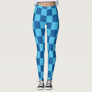 Leggings Patrón de tablero de cheques azul