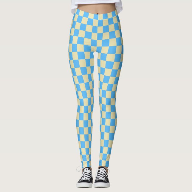 Leggings Patrón de tablero de mandos retro estético azul bl (Anverso)