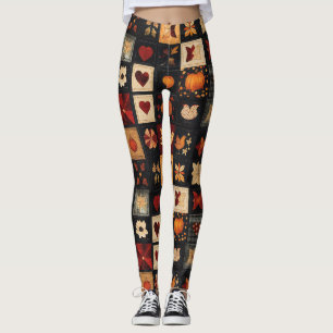 Leggings Patrón de talla de arte folk denim   parche ruso d