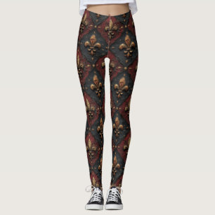 Leggings Patrón de talla de madera gótica (2)