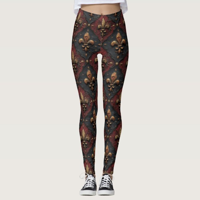 Leggings Patrón de talla de madera gótica (2) (Anverso)
