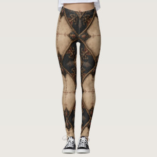 Leggings Patrón de talla de madera gótica (4)