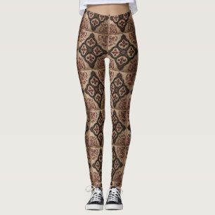Leggings Patrón de talla de madera gótica (5)