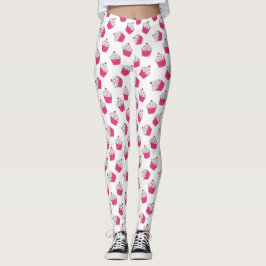 Leggings Patrón de tarta de corazón rosado