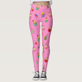 Leggings Patrón de tarta rosada