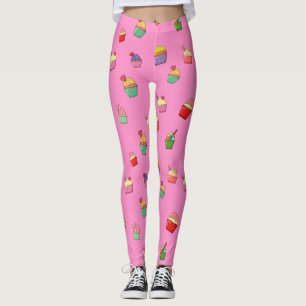 Leggings Patrón de tarta rosada