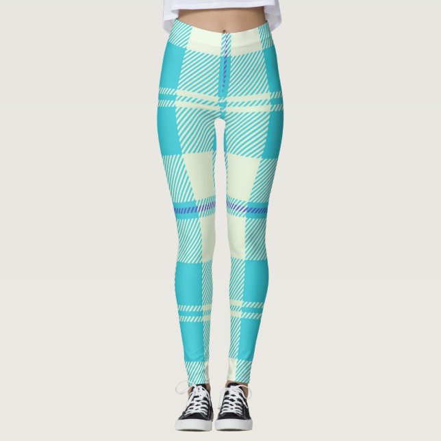 Leggings Patrón de Tartán Azul (Anverso)