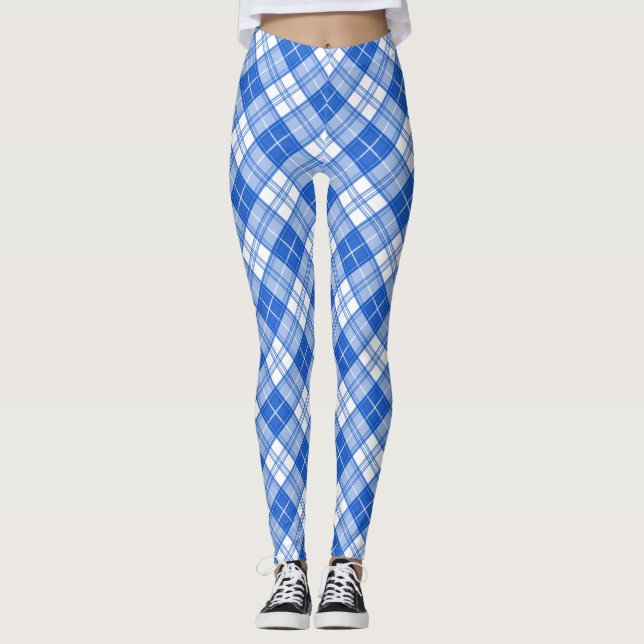 Leggings Patrón de tartán blanco oscuro yxm0uat9 diagonal (Anverso)