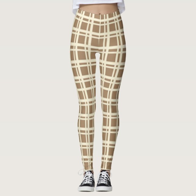 Leggings Patrón de Tartán de color crudo  (Anverso)