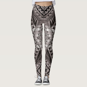 Leggings Patrón de tatuaje tribal blanco y negro de Moda mo