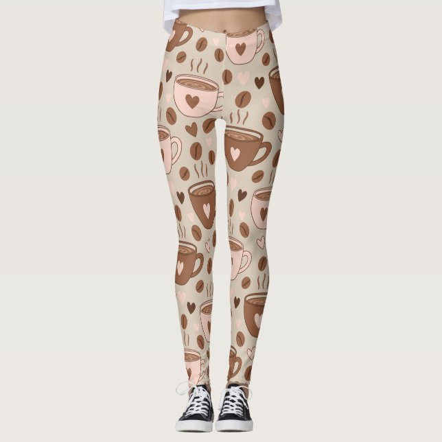 Leggings Patrón de taza de café acogedor (11) (Anverso)