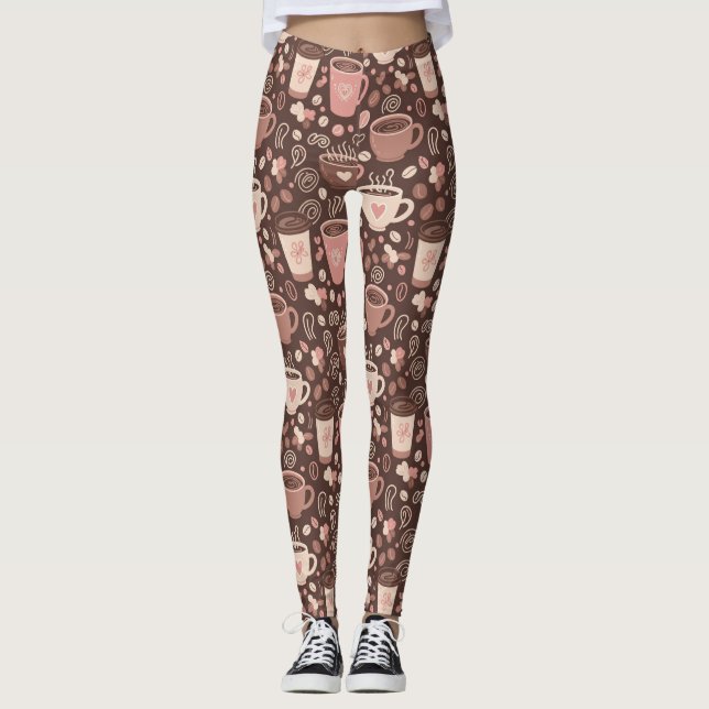 Leggings Patrón de taza de café acogedor (2) (Anverso)