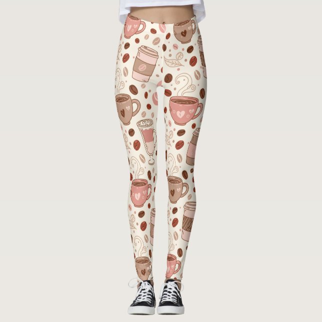 Leggings Patrón de taza de café acogedor (3) (Anverso)