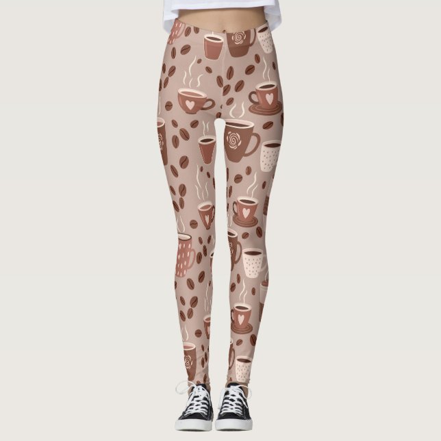 Leggings Patrón de taza de café acogedor (4) (Anverso)