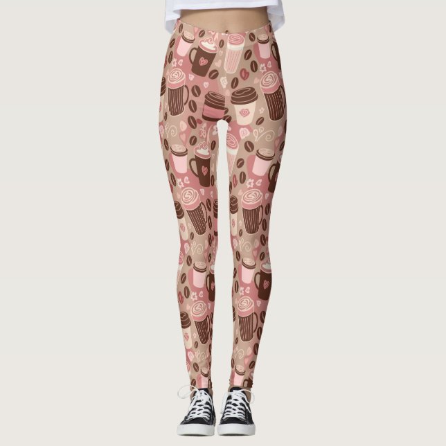 Leggings Patrón de taza de café acogedor (5) (Anverso)