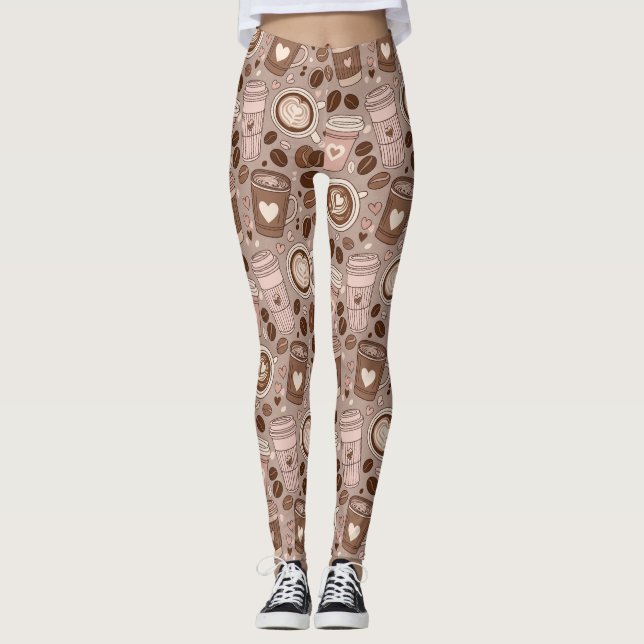 Leggings Patrón de taza de café acogedor (6) (Anverso)