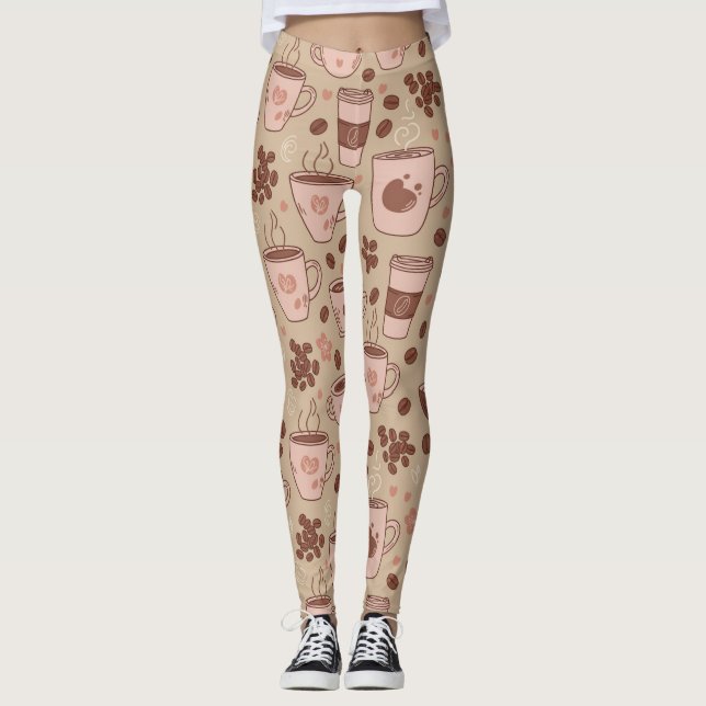 Leggings Patrón de taza de café acogedor (7) (Anverso)