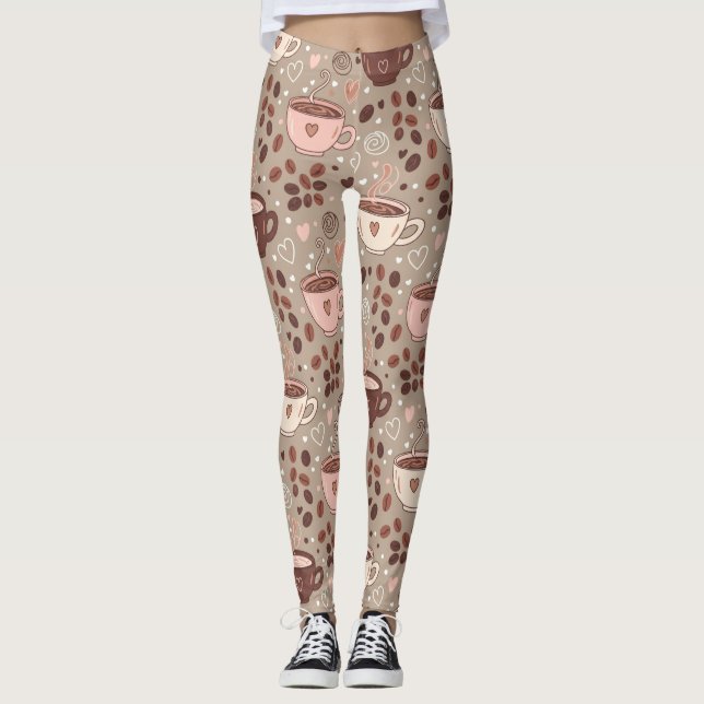 Leggings Patrón de taza de café acogedor (8) (Anverso)