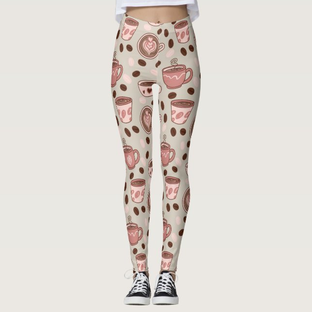 Leggings Patrón de taza de café acogedor (9) (Anverso)