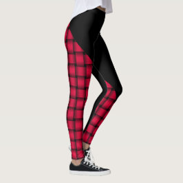 Leggings Patrón de Tejido de Rosa Americana con Negro
