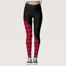 Leggings Patrón de tejido Rosa americano con negro