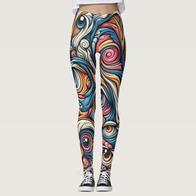Leggings Patrón de tema surrealismo (Anverso)