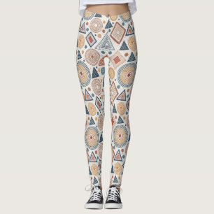Leggings Patrón de Terracota de Formas de Resumen Geométric