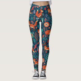 Leggings Patrón De Testigo Y Flores Rojas