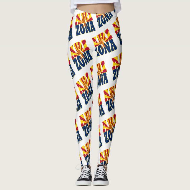 Leggings Patrón de texto de la bandera de Arizona (Anverso)