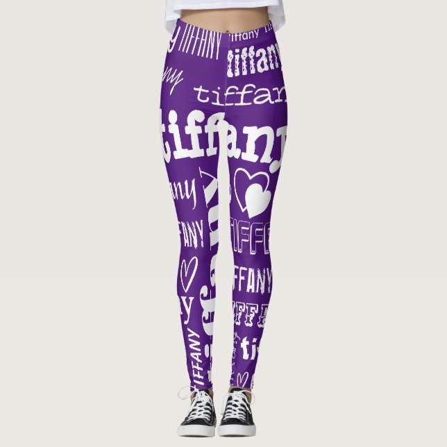 Leggings Patrón de texto de nombre personalizado (Anverso)