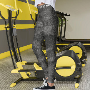 Leggings Patrón de textura de jeans negros de imitación par