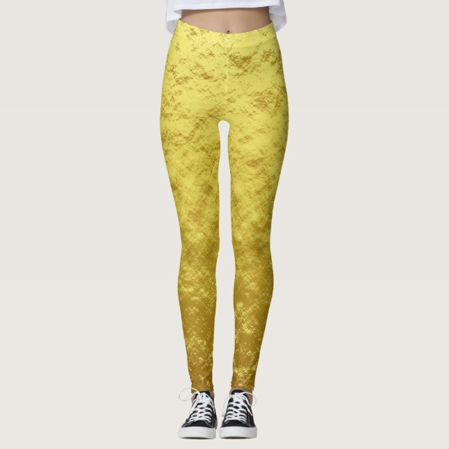 Leggings Patrón de textura dorada (lujoso brillo dorado) (Anverso)