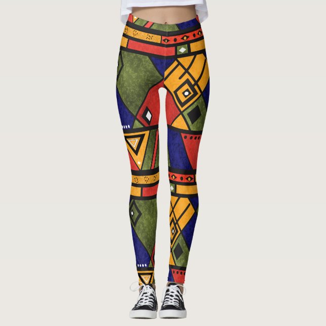 Leggings Patrón de textura tradicional africano sin soldadu (Anverso)