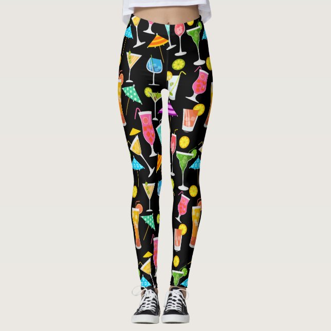 Leggings Patrón de tiempo de Fiesta de la hora feliz del có (Anverso)