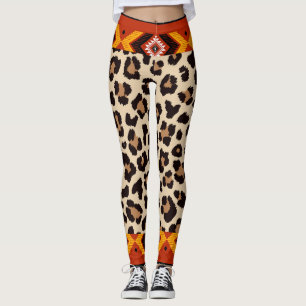 Leggings Patrón de tigre de mezcla beige Capri