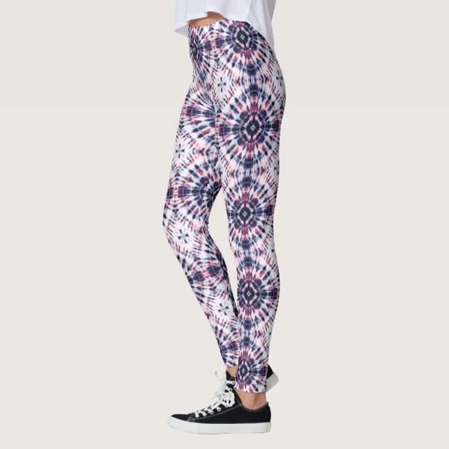 Leggings Patrón de tinte azul y rojo (Izquierda)