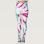 Leggings Patrón de tinte rosado Verde azulado de Summer Art<br><div class="desc">Este estilo bohemio moderno y artístico es perfecto para los meses de verano. Presenta un patrón de tintes abstractos de neón rosa, púrpura, verde verde azulado y naranja sobre un simple fondo blanco. Es genial, único y de moda. ***NOTA DE DISEÑO IMPORTANTE: Para cualquier solicitud de diseño personalizado, como solicitudes...</div>