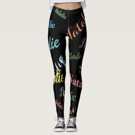Leggings Patrón de tipografía de nombre personalizado color
