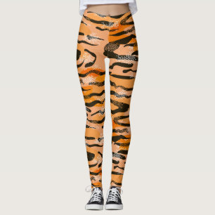 Leggings Patrón de tira de tigre de popa