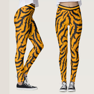 Leggings Patrón de tiras de tigre en negrita en Naranja y n