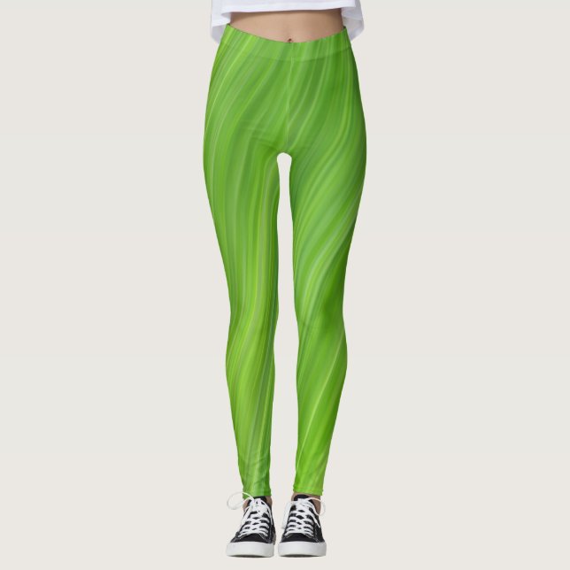 Leggings Patrón de tiras verdes (Anverso)