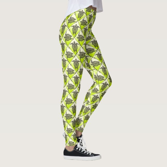 Leggings Patrón de tortugas marinas chamánicas - verde (Derecha)