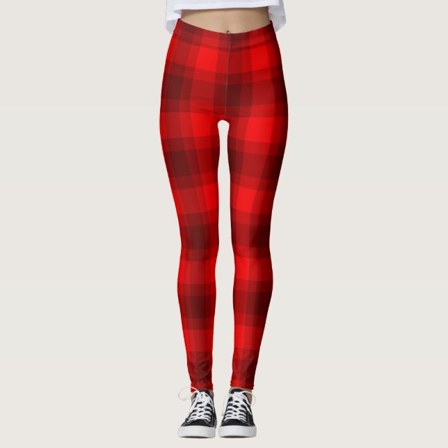 Leggings Patrón de tracción de búfalo rojo (Anverso)