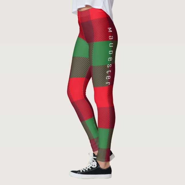 Leggings Patrón de tracción de búfalo rojo de Navidades per (Izquierda)
