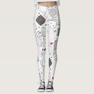 Leggings Patrón de trapo dibujado a mano, diseño impecable.