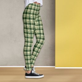 Leggings Patrón de trazados de tartán verde