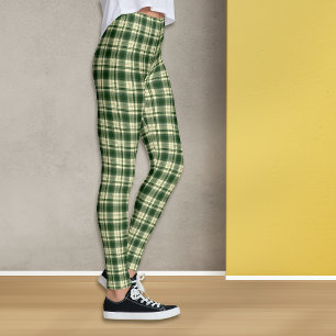 Leggings Patrón de trazados de tartán verde