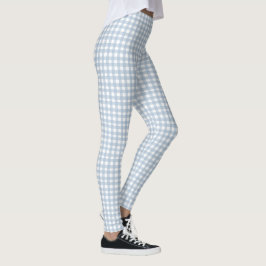 Leggings Patrón de trazo de tracción de Gingham azul minima