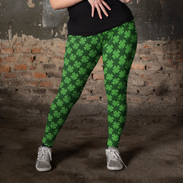 Leggings Patrón de trébol de hojas de San Patricio